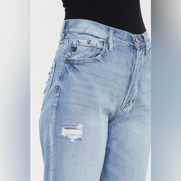 KanCan Jinx Ultra High Rise 90's Boyfriend Distressed Jeans Light Wash Size 9/28 - Picture 6 of 16